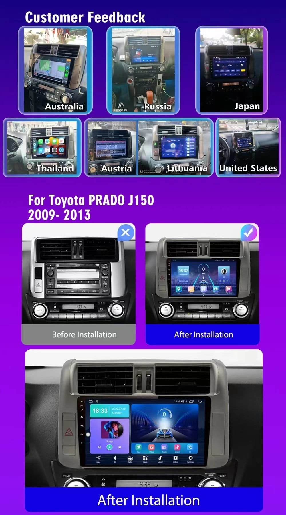 Car Frame Fascia Adapter Canbus Box Decoder For Android Radio Dash Fitting Panel Kit Toyota Prado 150 Land Cruise 150(FT-016) - Image 6